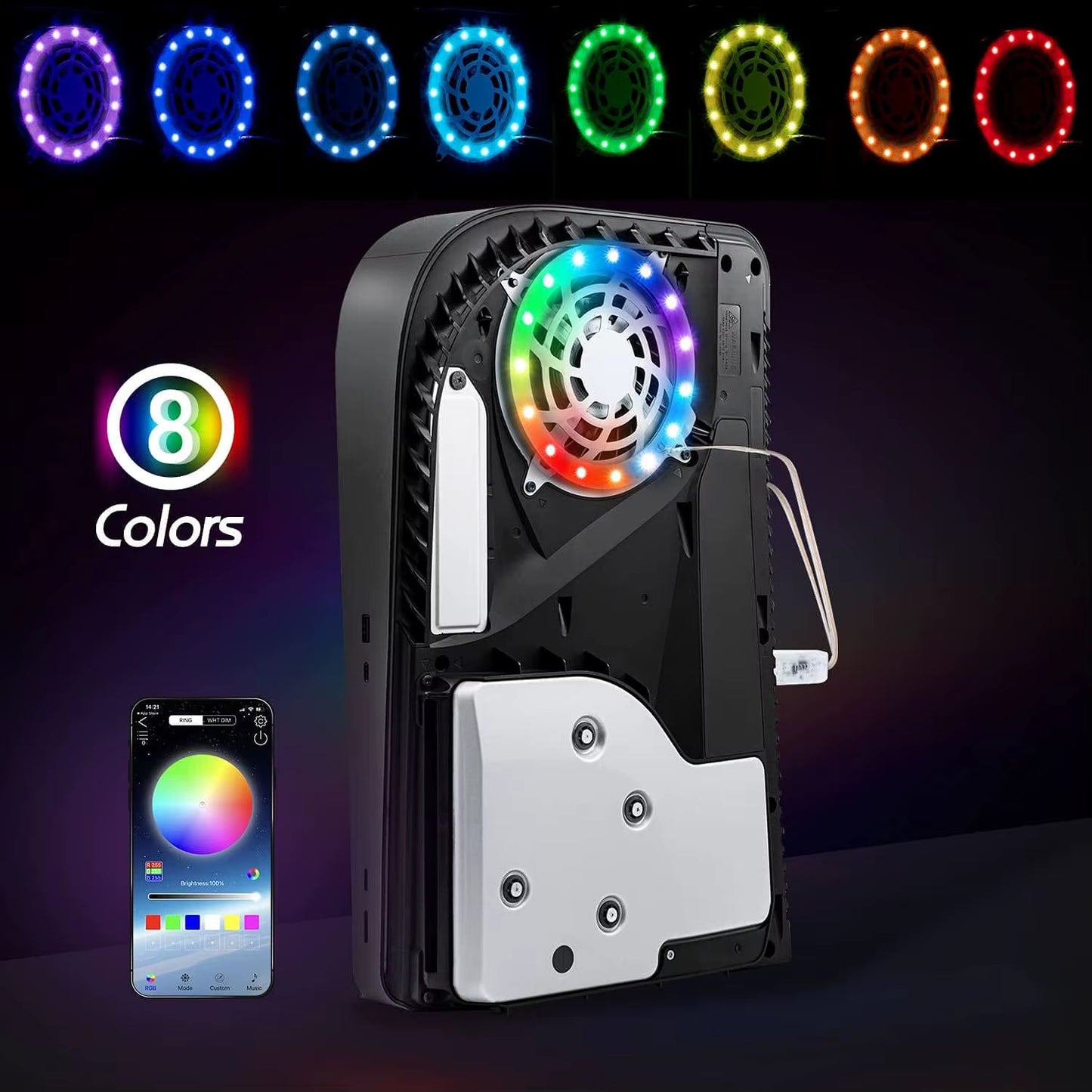 RGB LED Light Strip for PS5 Pro/Slim/Fat Original Console 8 Colors 400+Effects DIY Decoration Gaming Atmosphere Lights for PS5